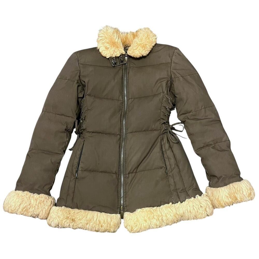 Y2K Express Lace Up Fur Trim Puffer Jacket